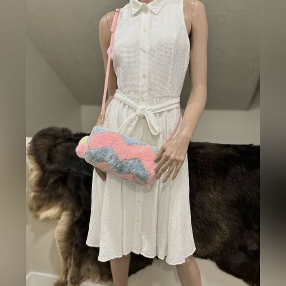 Handmade Colorblock Genuine Shearling Leather Barrel Bag & 3 Strap Styles - Picture 7 of 16